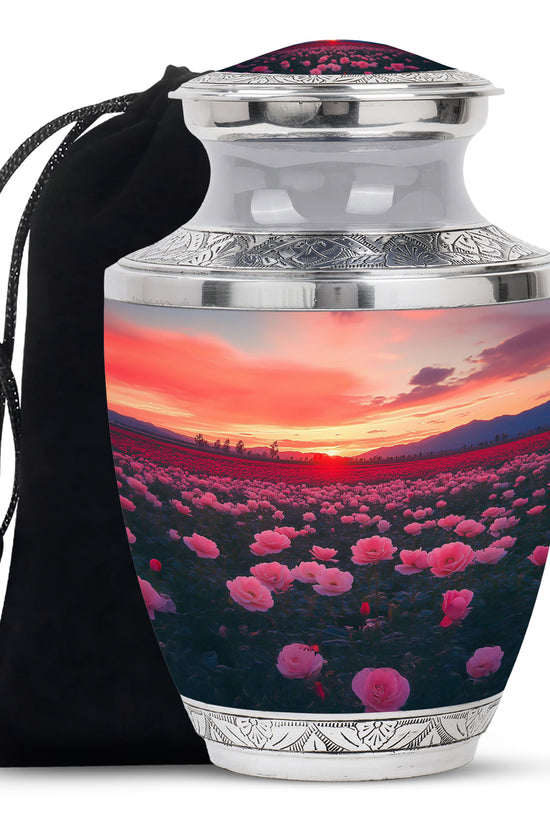Beautiful Pink Floral Cremation Urn - Sunset Urn For Ashes Adult