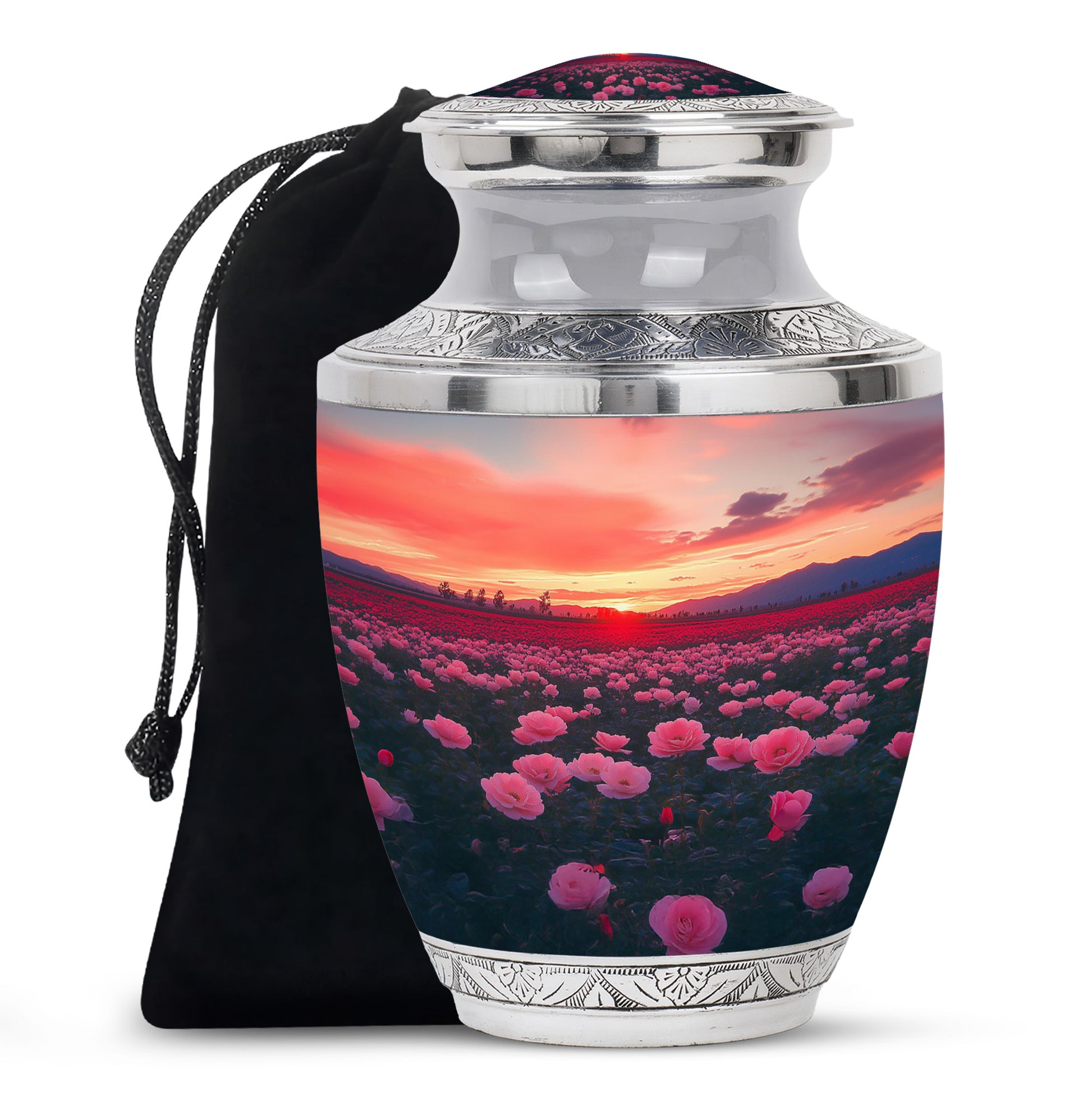 Beautiful Pink Floral Cremation Urn - Sunset Urn For Ashes Adult