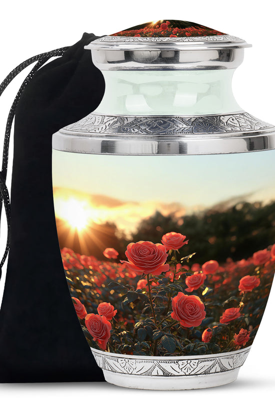 Rose Garden Funeral Urn - Decorative Memorial Urn For Women