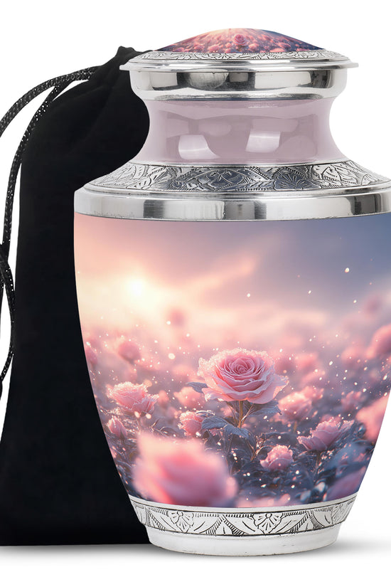 Pink Rose Cremation Urn - Beautiful Memorial Urn For Mother