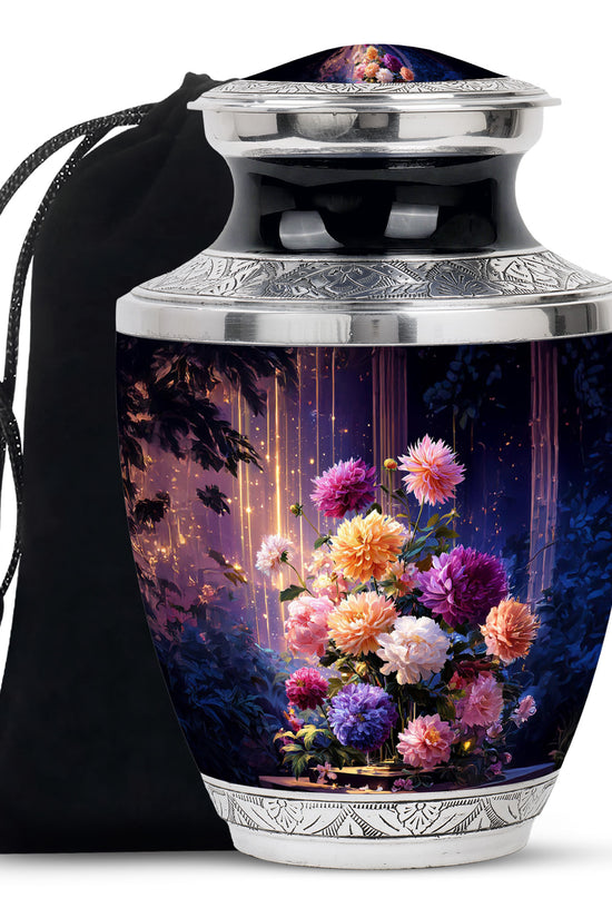 Artistic Flower Memorial Urn - Beautiful Purple Funeral Urn For Female