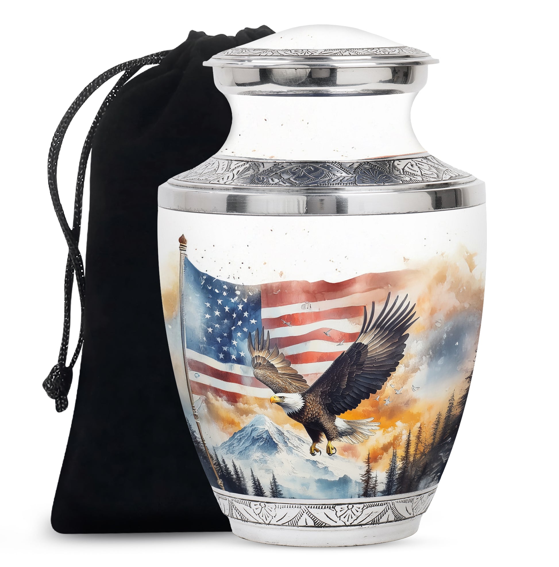 Patriotic Eagle Urn For Men - American Flag Cremation Urn For Sale