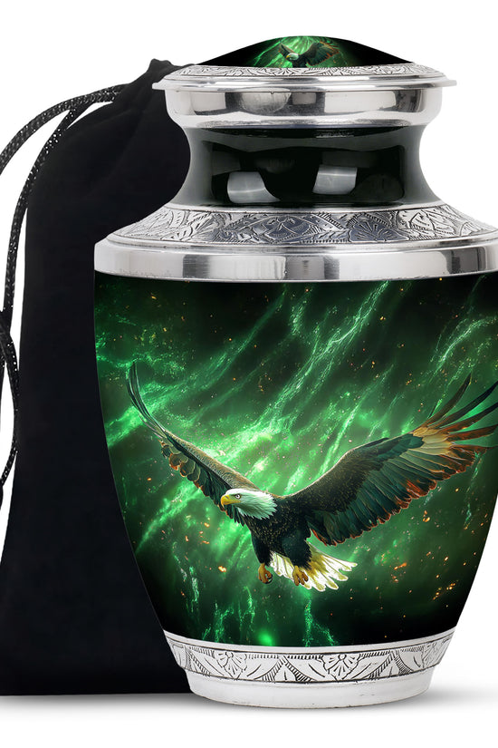 Flying Bald Eagle Cremation Urn - Scenic Memorial Urn For Human Ashes