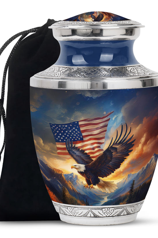 Military Memorial Urn - Bald Eagle Memorial Urn For Loved Ones