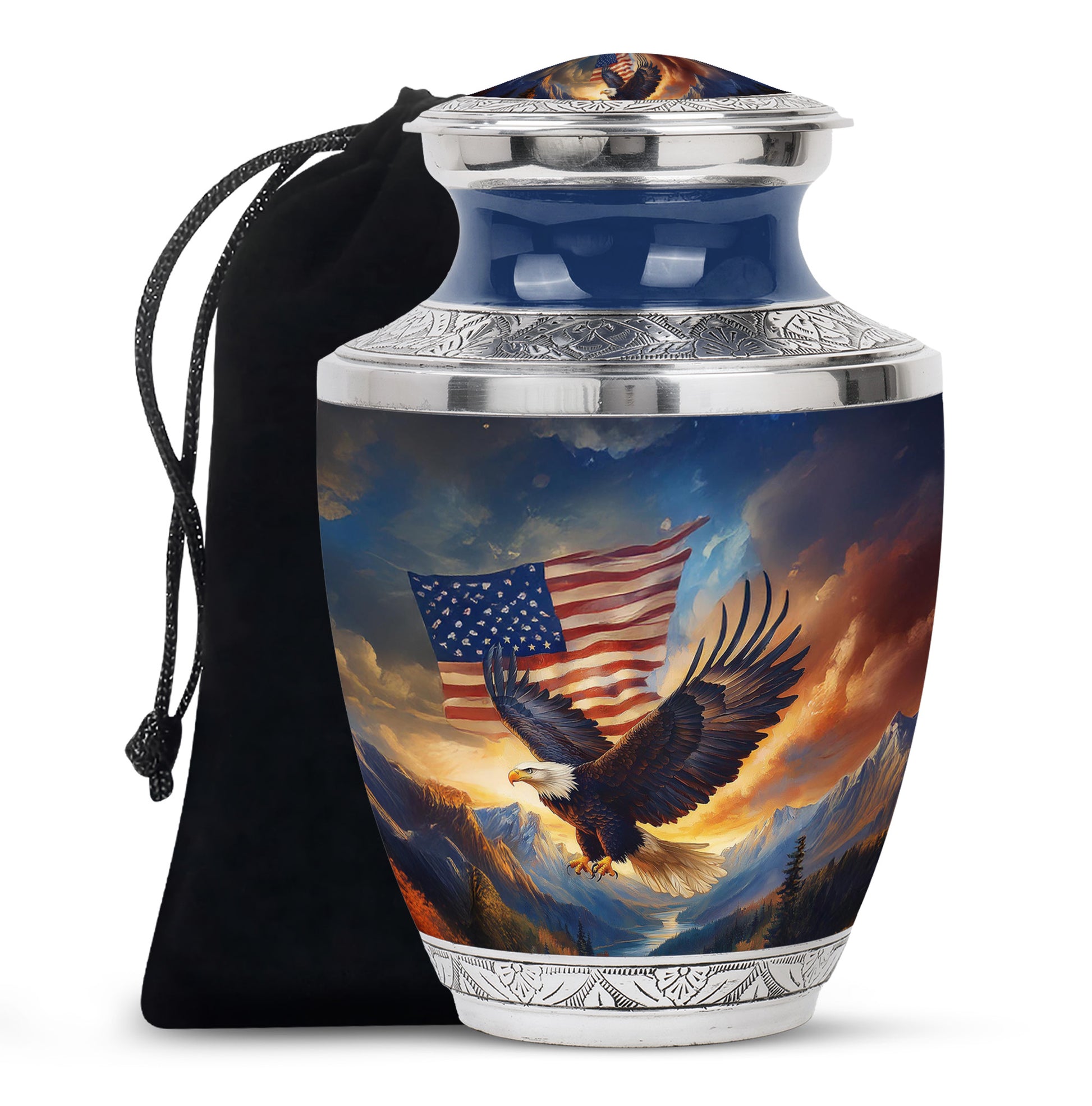 Military Memorial Urn - Bald Eagle Memorial Urn For Loved Ones