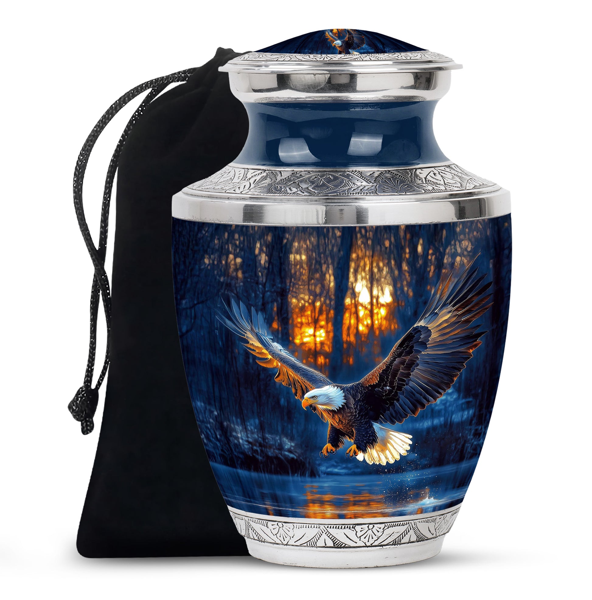 Flying Eagle Funeral Urn - Forest Cremation Urn For Human Ashes
