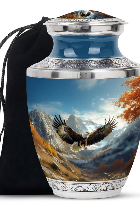 Majestic Eagle Cremation Urn - Scenic Mountain Memorial Urn For Burial