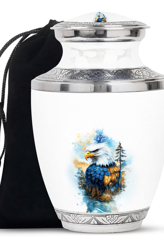 White Eagle Cremation Urn - Aluminium Memorial Urn For Loved Ones