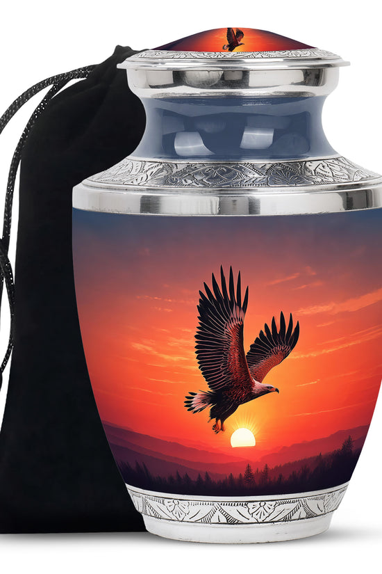 Eagle Sunset Memorial Urn - Large Funeral Urn For Human Ashes