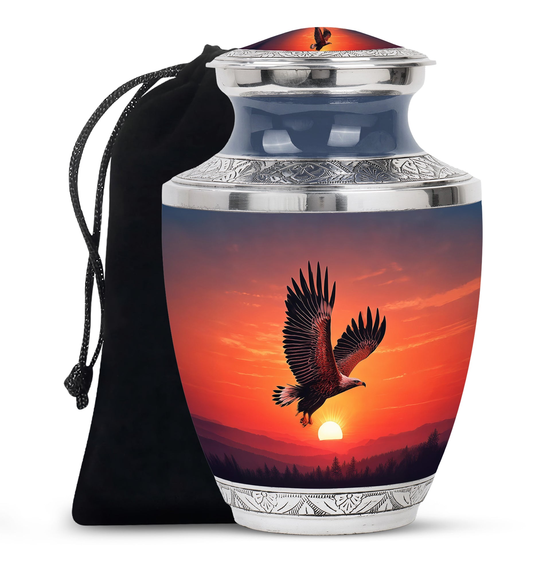 Eagle Sunset Memorial Urn - Large Funeral Urn For Human Ashes