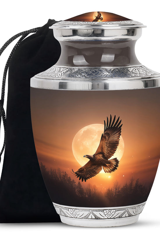 Flying Eagle Ashes Urn - Aluminium Cremation Urn For Male Ashes