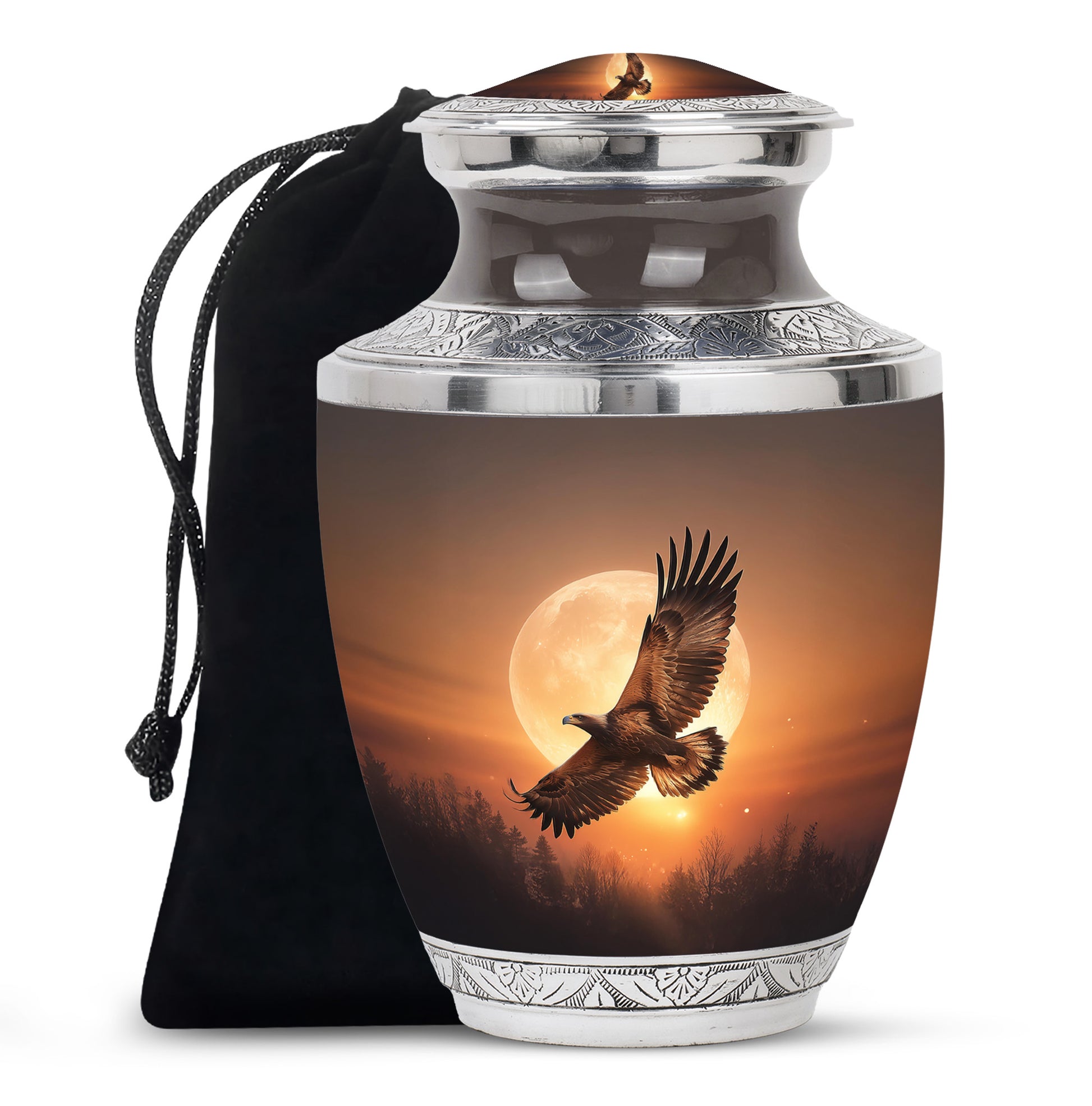 Flying Eagle Ashes Urn - Aluminium Cremation Urn For Male Ashes
