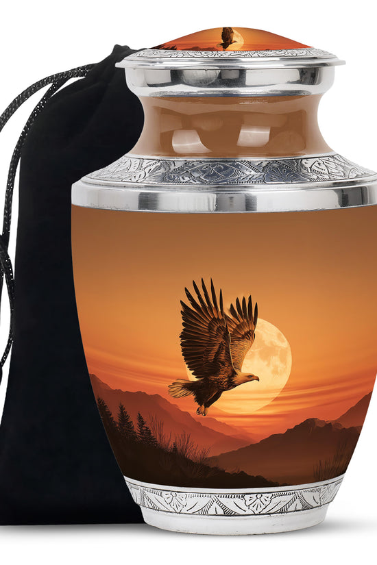 Golden Eagle Sunset Funeral Urn - Beautiful Memorial Urn For Female Ashes