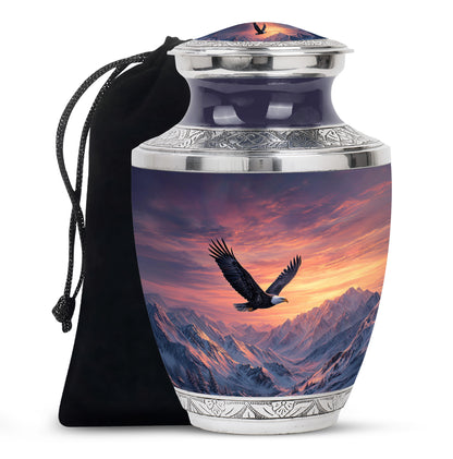 Beautiful Mountain Theme Funeral Urn - Eagle Theme Memorial Urn For Ashes