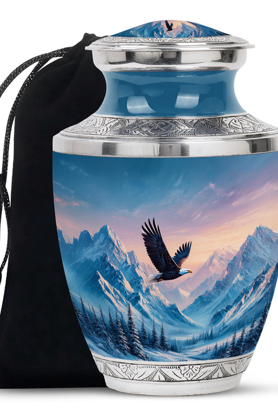 Bald Eagle Memorial Urn - Beautiful Snow Mountain Cremation Urn For Loved Ones