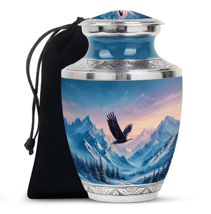 Bald Eagle Memorial Urn - Beautiful Snow Mountain Cremation Urn For Loved Ones