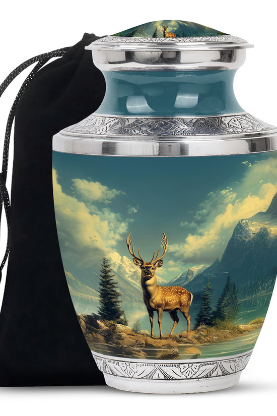 Majestic Deer Memorial Urn - Beautiful Nature Cremation Urn For Adult Ashes