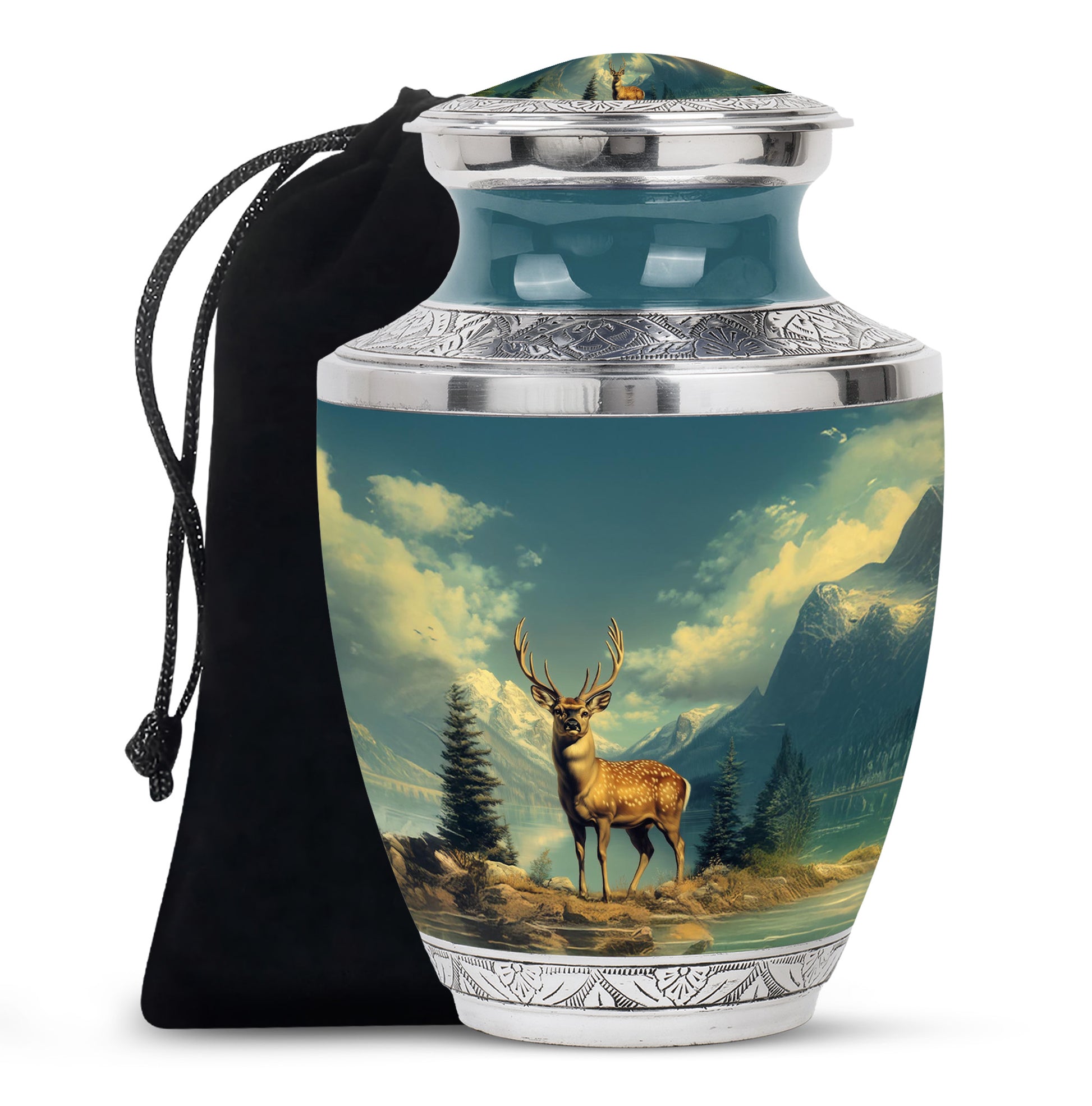 Majestic Deer Memorial Urn - Beautiful Nature Cremation Urn For Adult Ashes