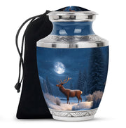 Moonlight Deer Cremation Urn - Winter Memorial Urn For Father & Mother