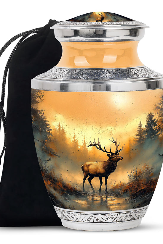 Golden Deer Memorial Urn - Nature Cremation Urn For Adult Ashes