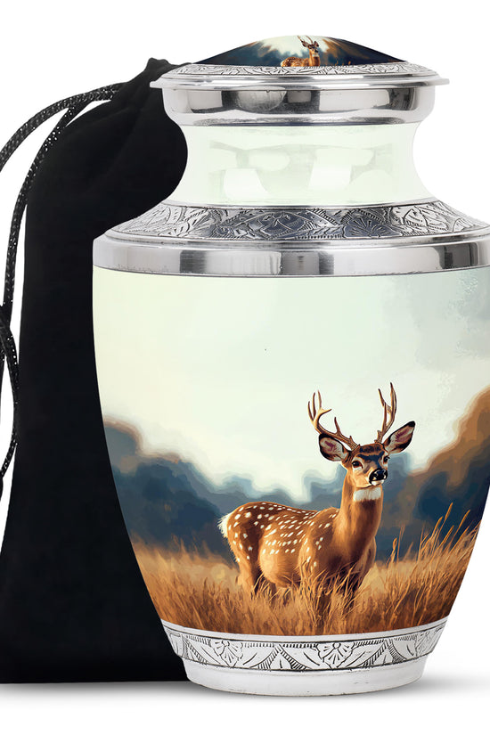 Classic Moose Cremation Urn - White Memorial Urn For Loved Ones