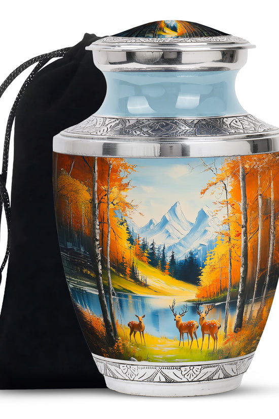 Deer Family Memorial Urn - Artistic Mountain Urn For Male & Female