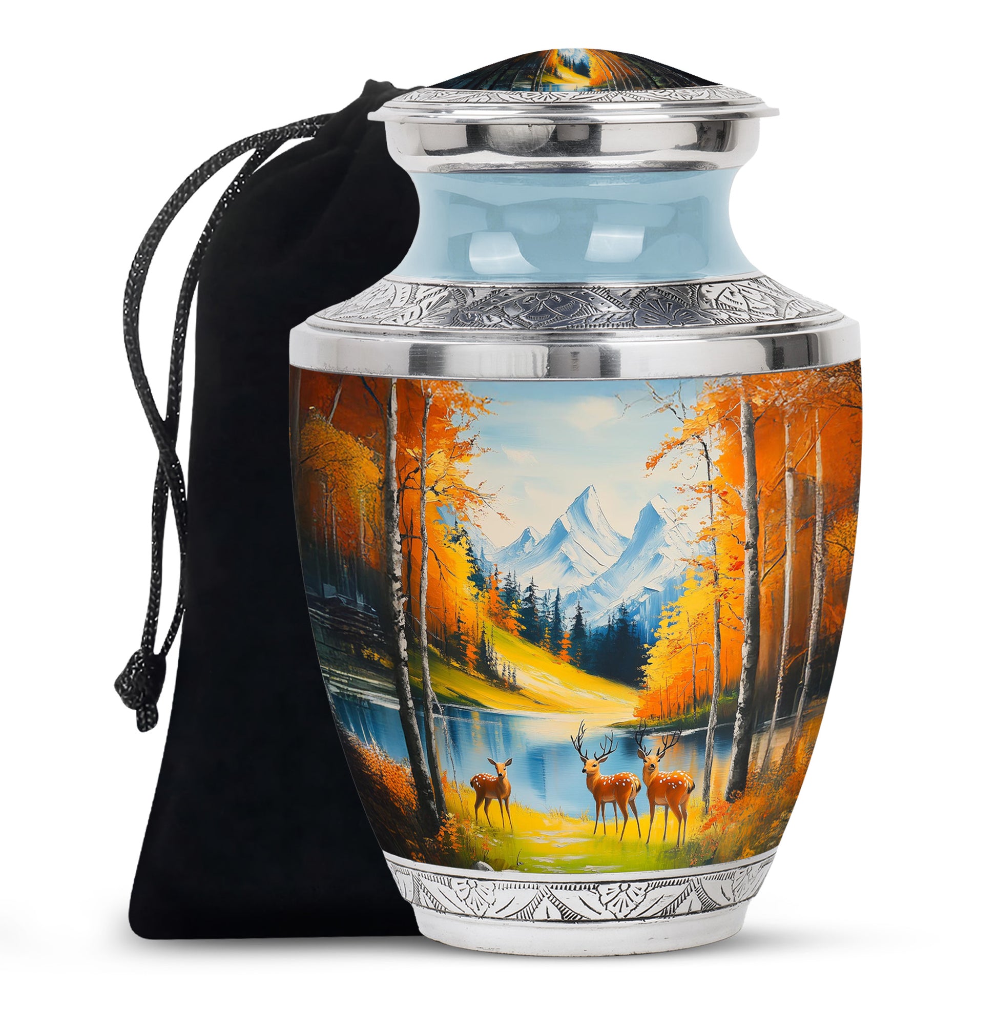Deer Family Memorial Urn - Artistic Mountain Urn For Male & Female