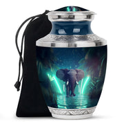 Glowing Elephant Cremation Urn - Forest Memorial Urn For Adults