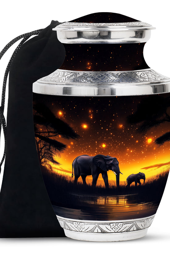 Elephant Family Memorial Urn For Adults - Wildlife Urn For Men & Women
