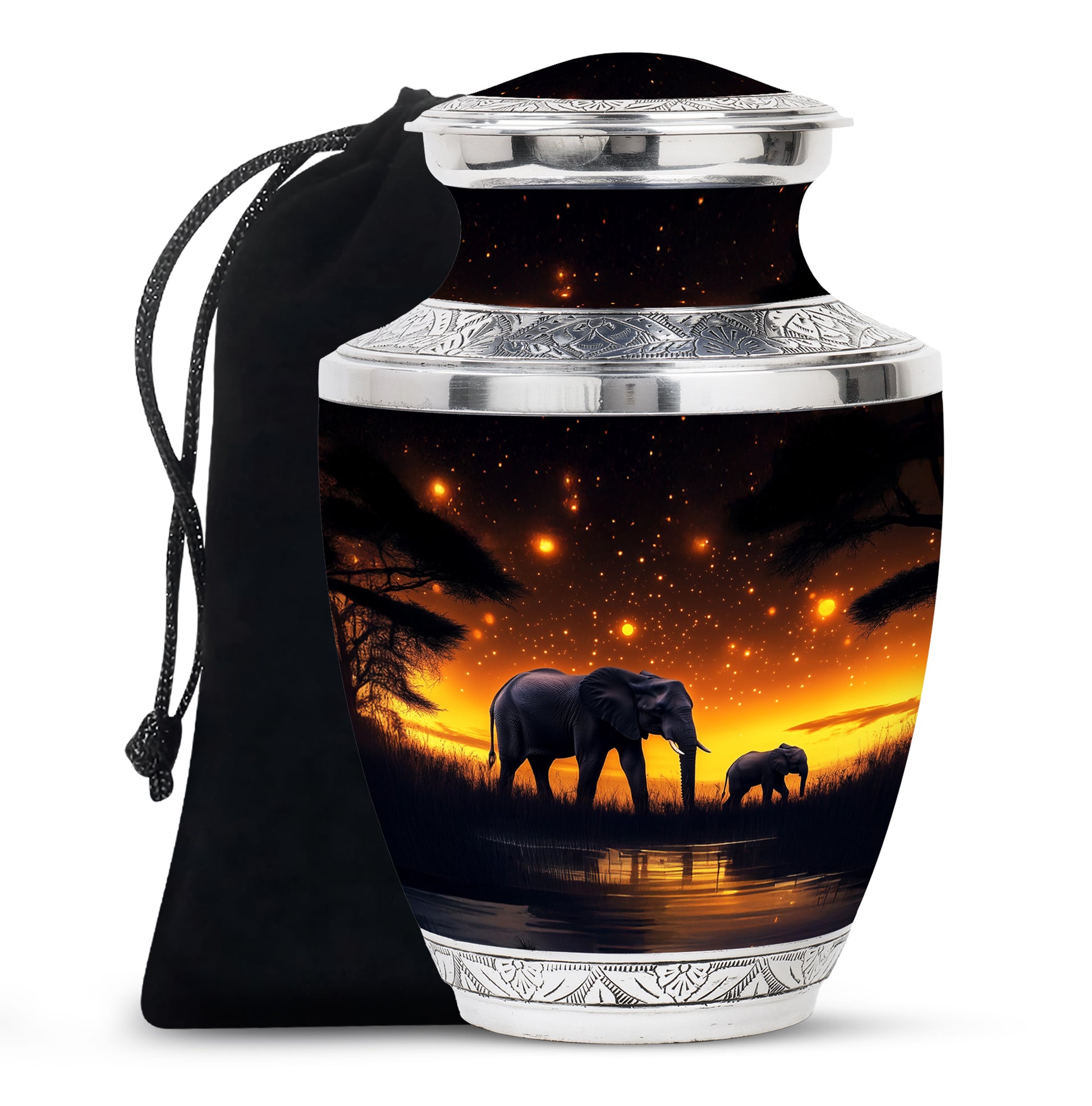 Elephant Family Memorial Urn For Adults - Wildlife Urn For Men & Women