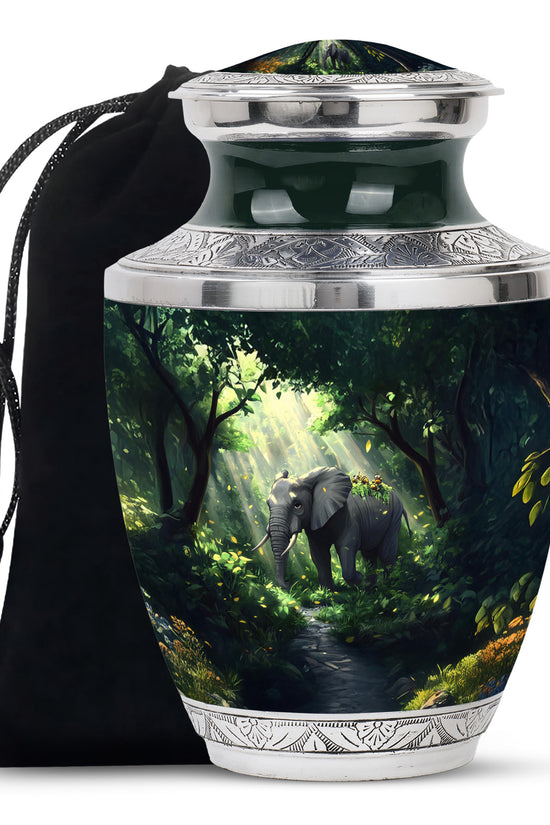 Jungle Journey Elephant Cremation Urn - Wildlife Tribute Memorial Urn For Adults