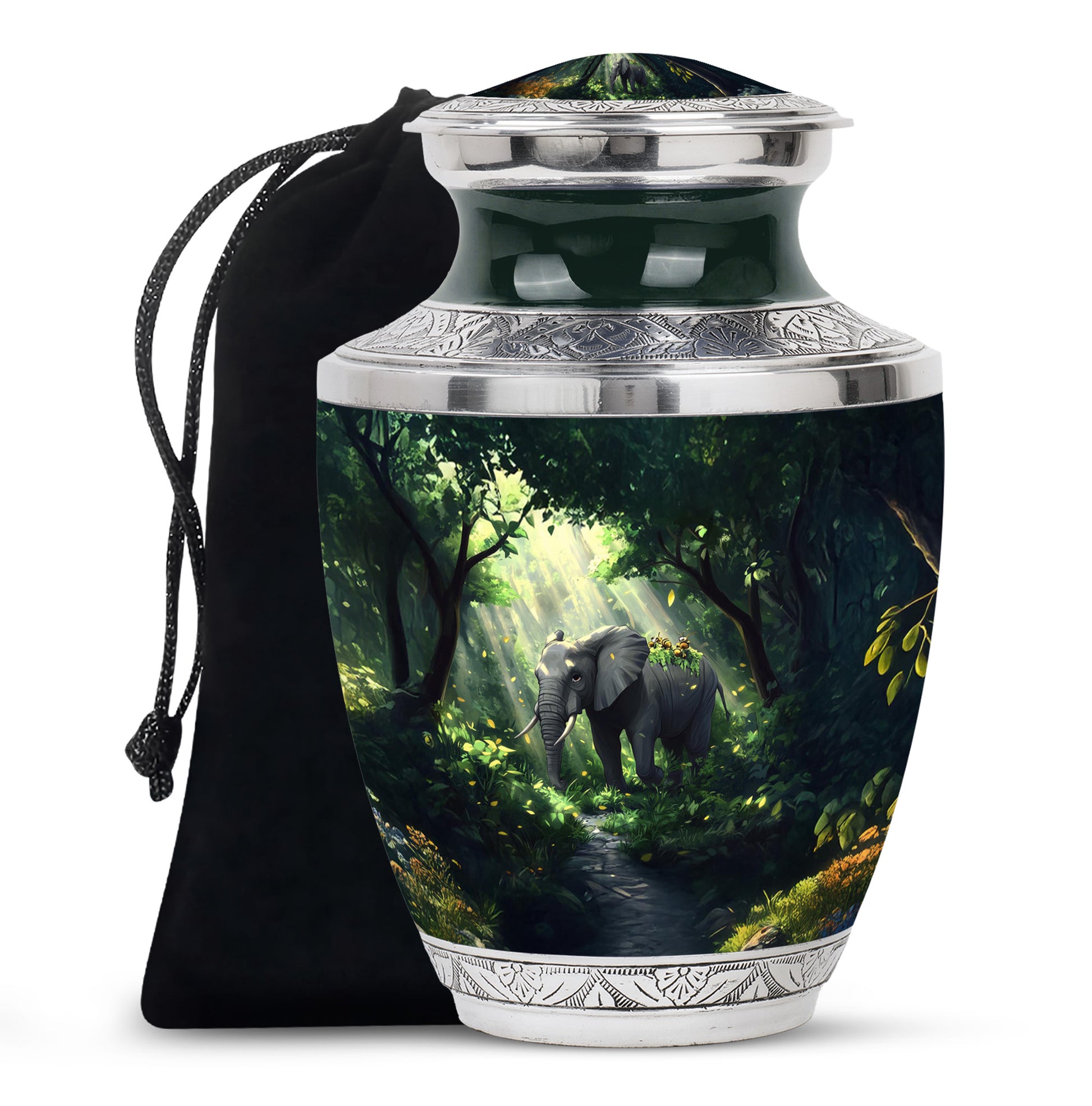 Jungle Journey Elephant Cremation Urn - Wildlife Tribute Memorial Urn For Adults