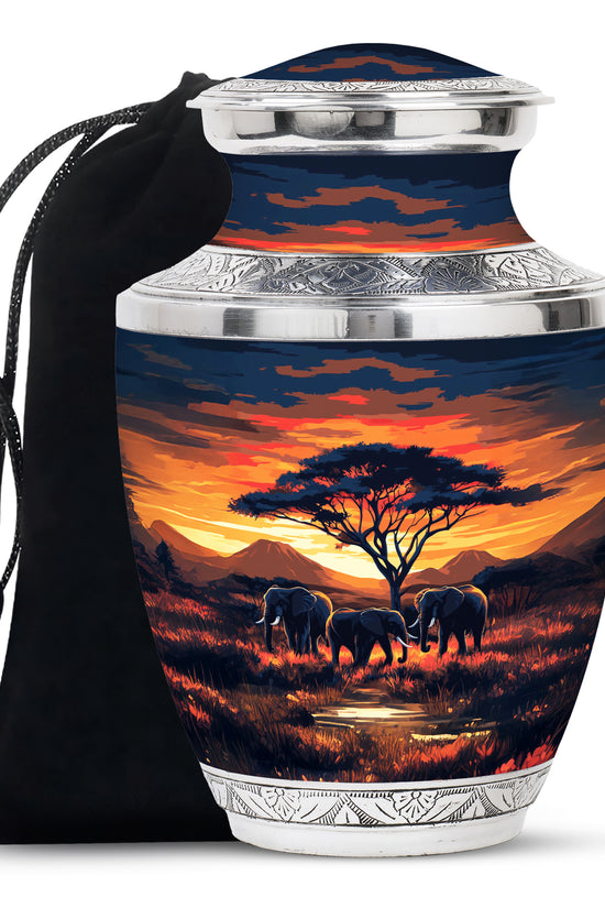 Elephant Family Urn For Adults Human Ashes - Wildlife Urn For Funeral