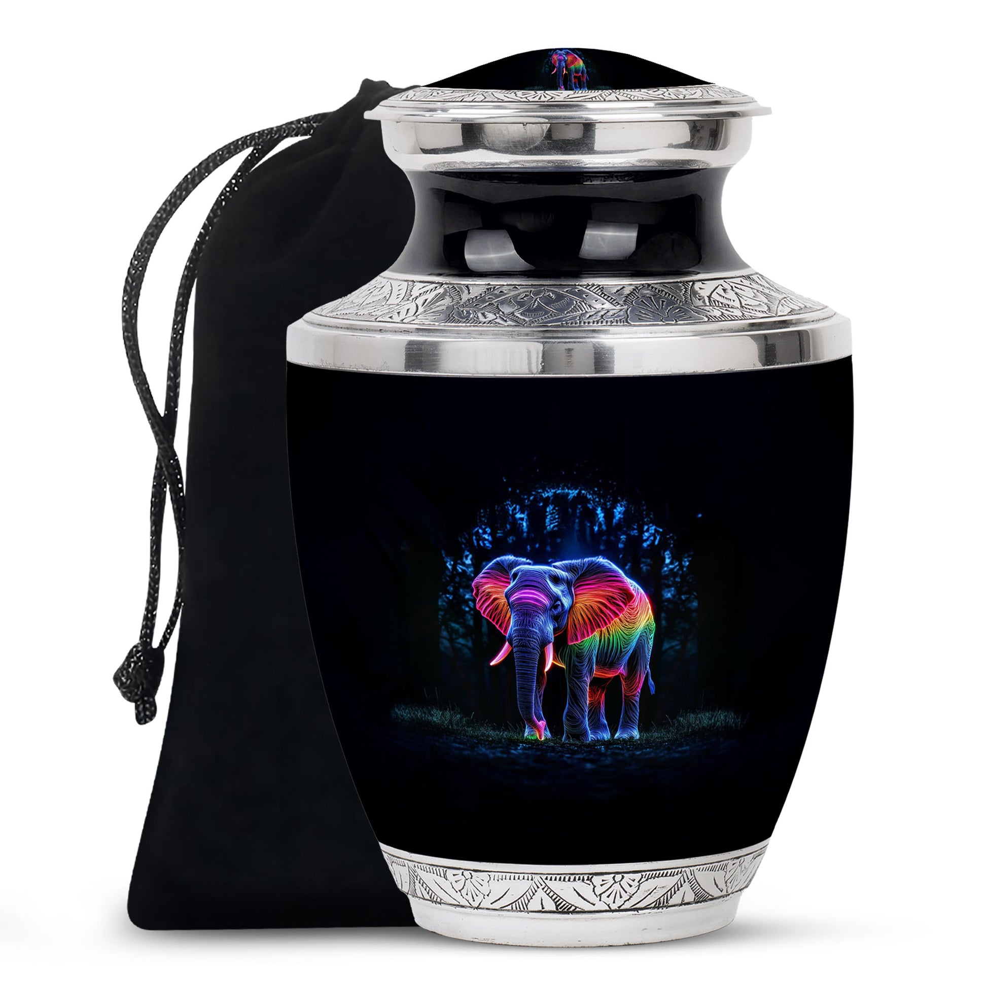 Artistic Elephant Cremation Urn – Colorful Tribute Urn for Human Ashes