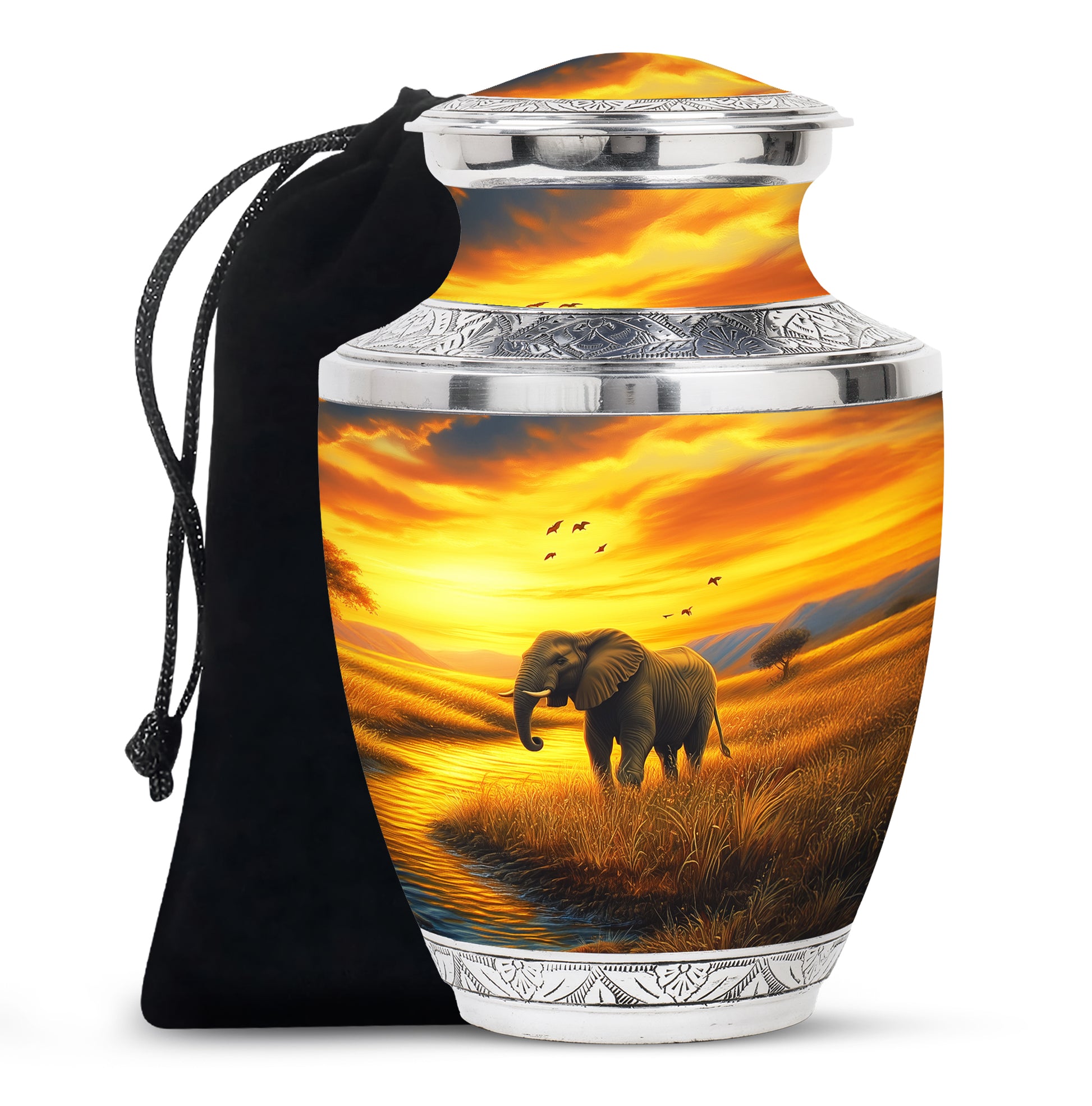 Sunset Cremation Urn For Sale - Elephant Funeral Urn For Women