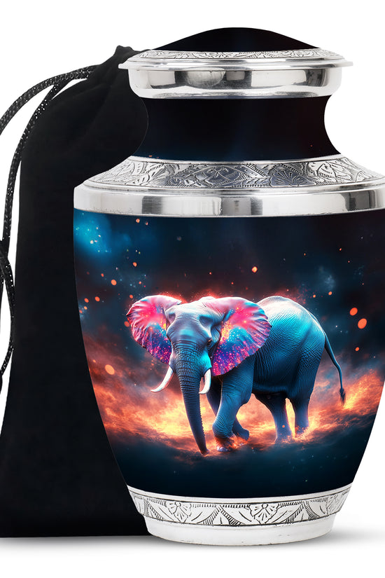 Cosmic Elephant Urn Memorial For Men - Galaxy Urn For Funeral