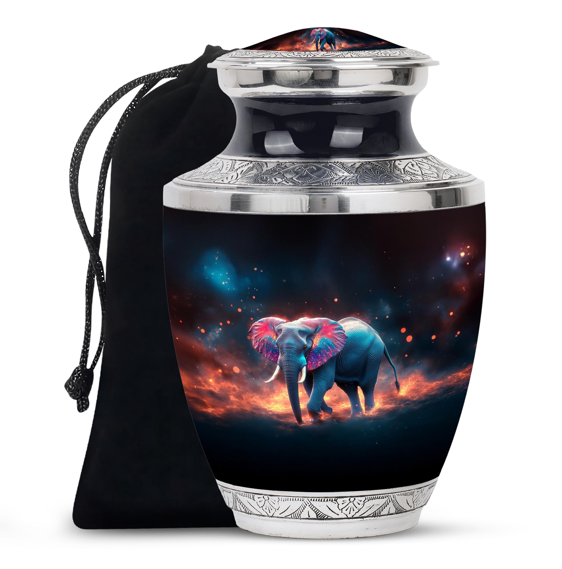 Neon Elephant Urn - Fire Cremation Urn For Loved Ones