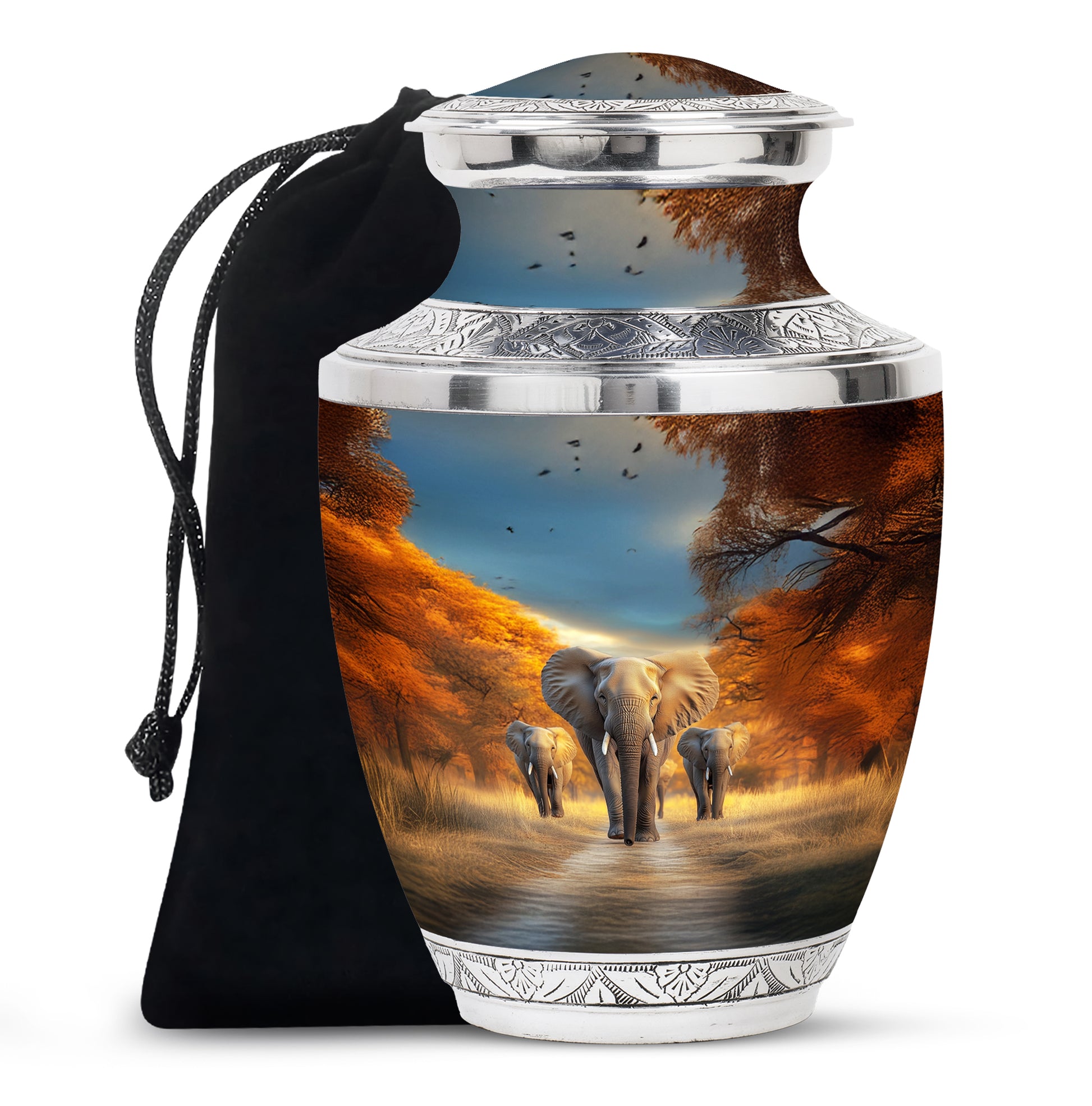 Elephant Memorial Ashes Urn For Dad - Elephant Family Cremation Urn