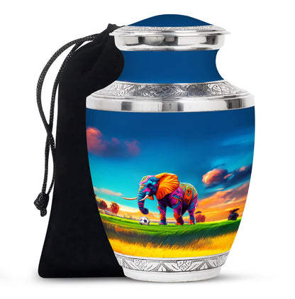 Playful Elephant Artwork Urn - Artistic Elephant Urn For Mom And Dad