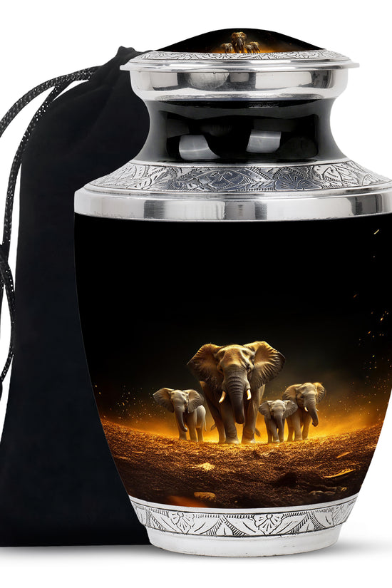 Strong Elephant Mother Memorial Urn - Loving Family Memorial Urn For Mother