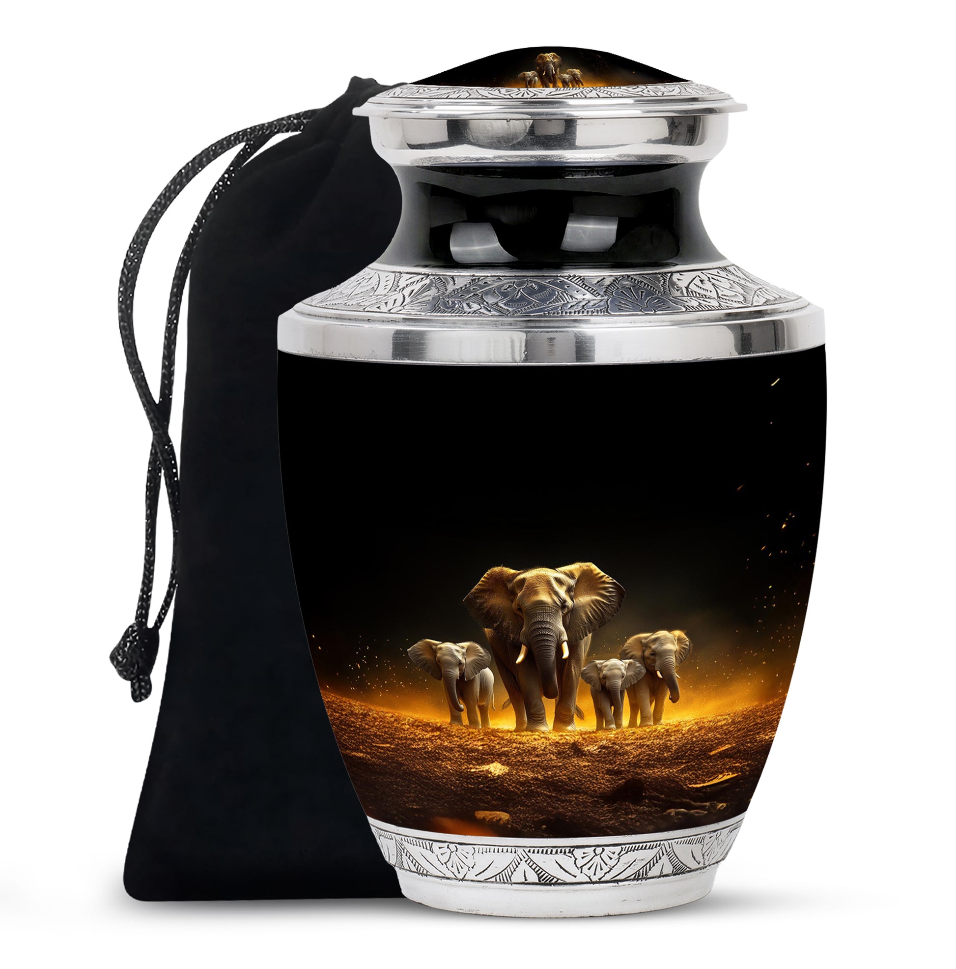 Strong Elephant Mother Memorial Urn - Loving Family Memorial Urn For Mother