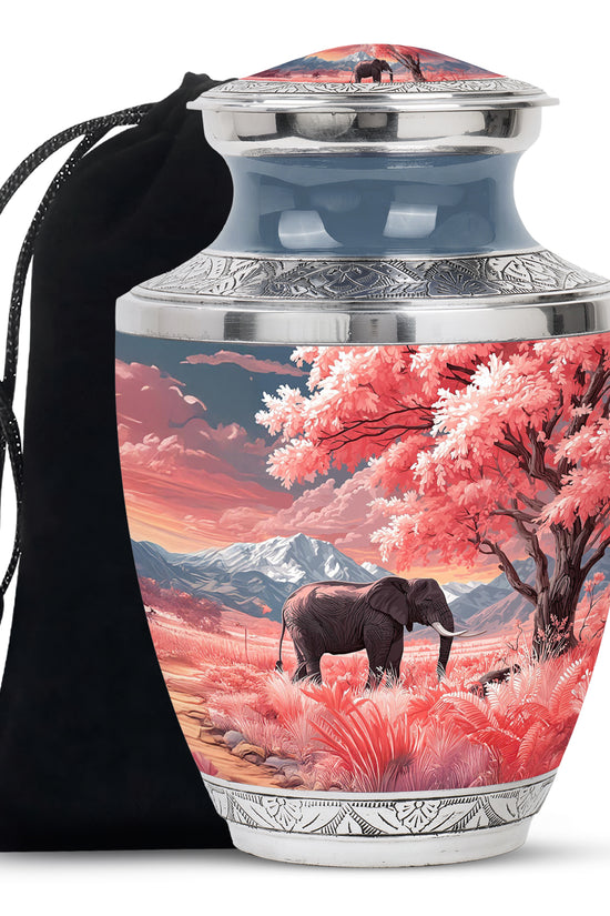 Elephant Cremation Urn - Pink Nature Memorial Urn For Human Ashes
