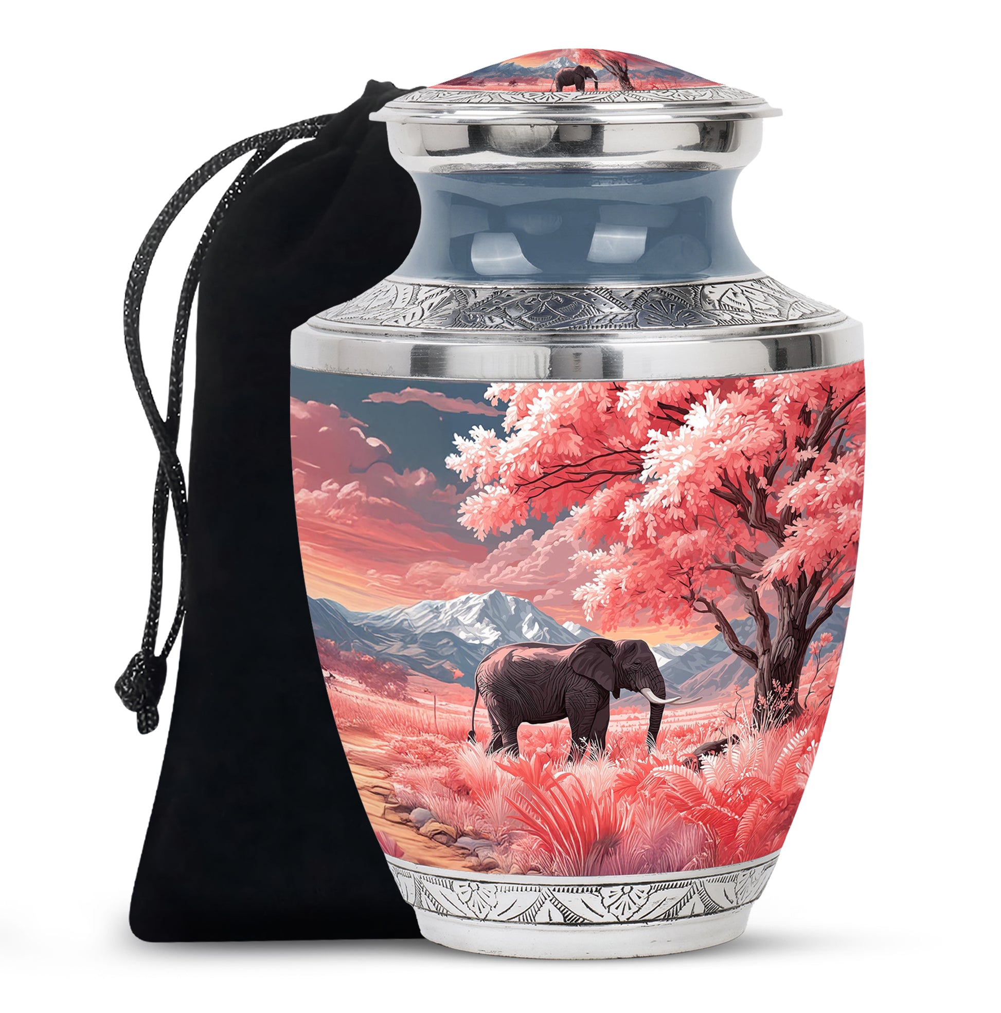 Elephant Cremation Urn - Pink Nature Memorial Urn For Human Ashes