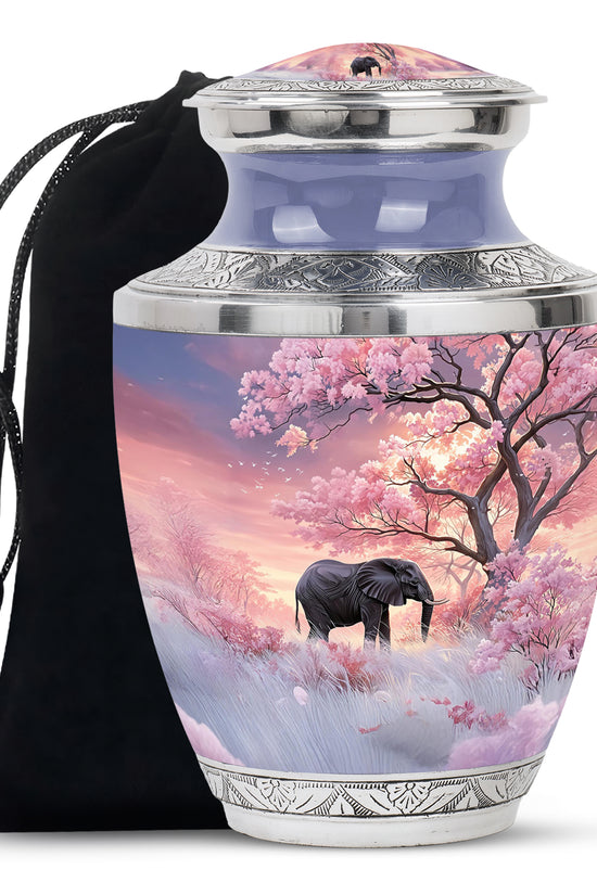 Nature Elephant Memorial Urn - Cherry Blossom Funeral Urn For Male & Female