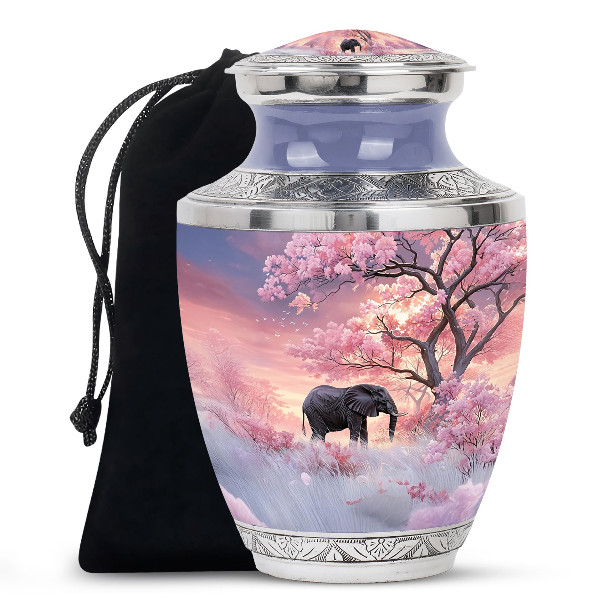 Nature Elephant Memorial Urn - Cherry Blossom Funeral Urn For Male & Female
