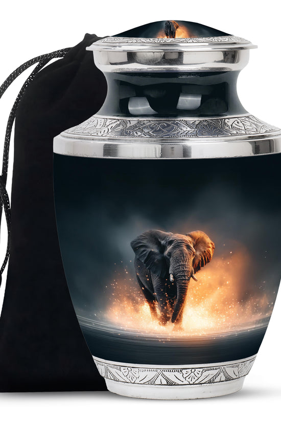 Black Cremation Urn for Ashes - Elephant Funeral Urn For Loved Ones