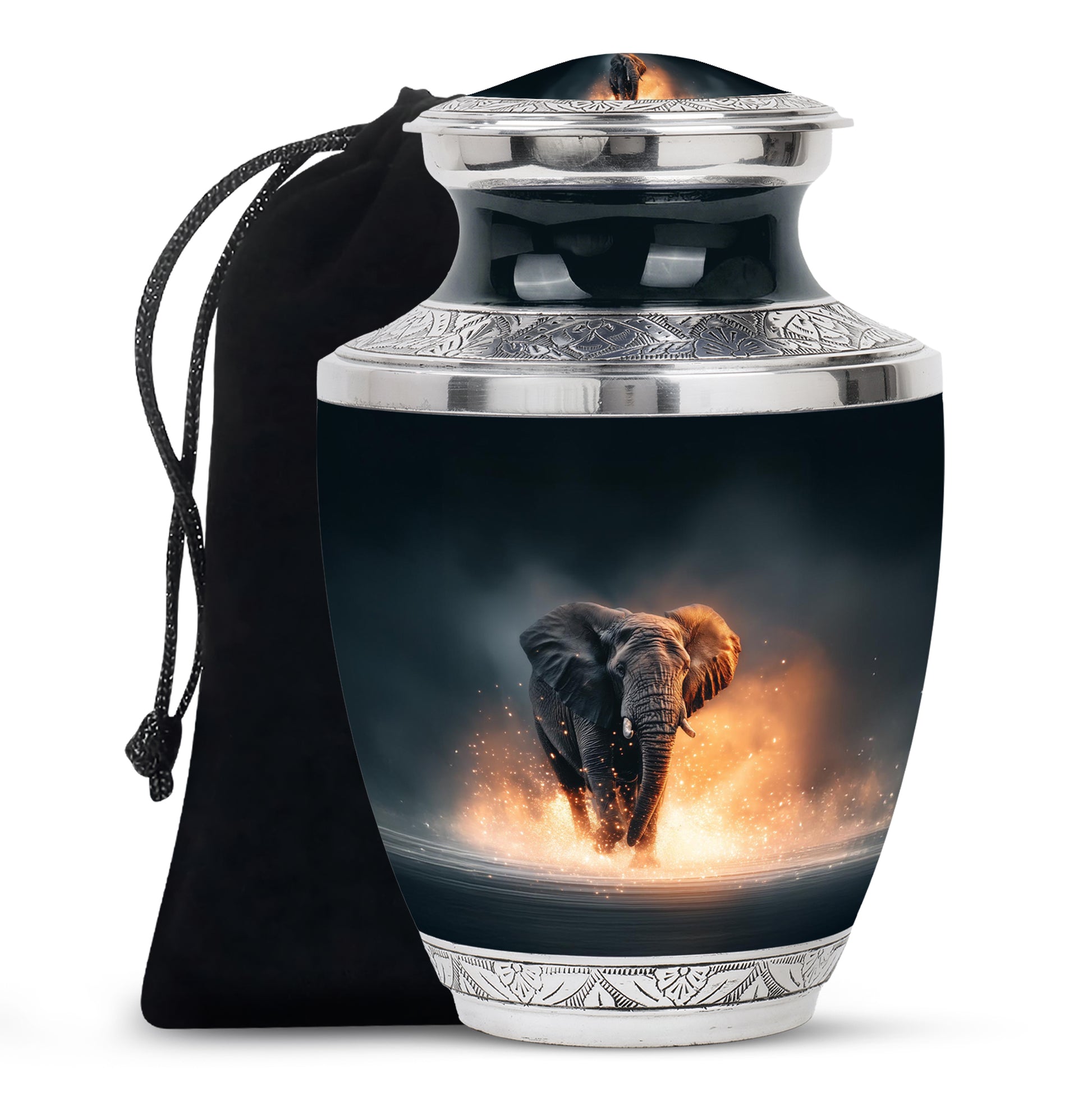 Black Cremation Urn for Ashes - Elephant Funeral Urn For Loved Ones