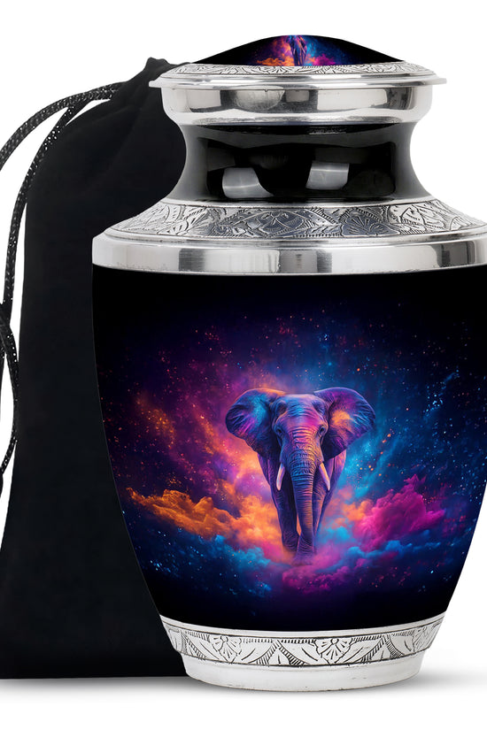 Artistic Elephant Funeral Urn - Unique Black Memorial Urn For Burial