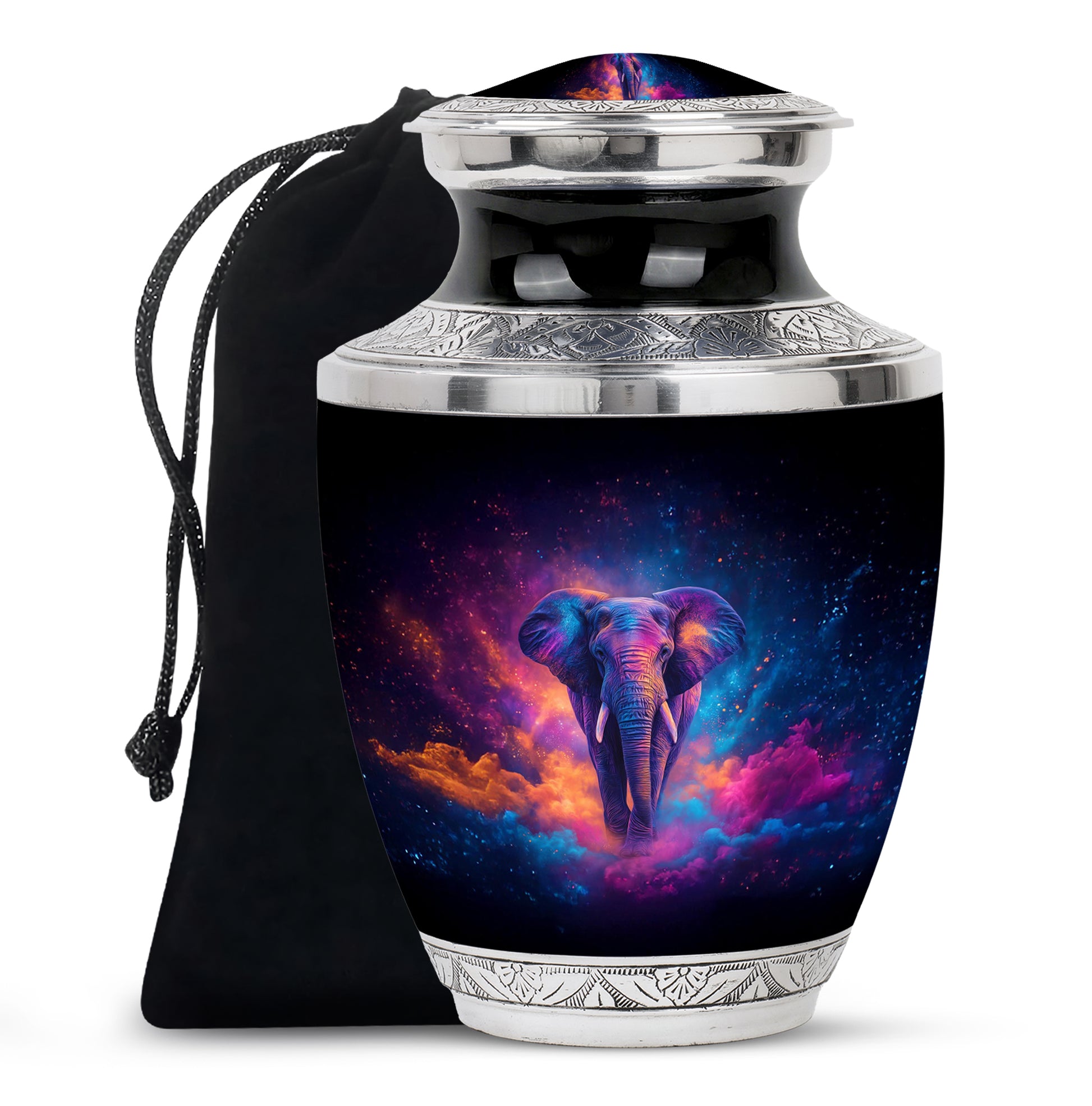 Artistic Elephant Funeral Urn - Unique Black Memorial Urn For Burial
