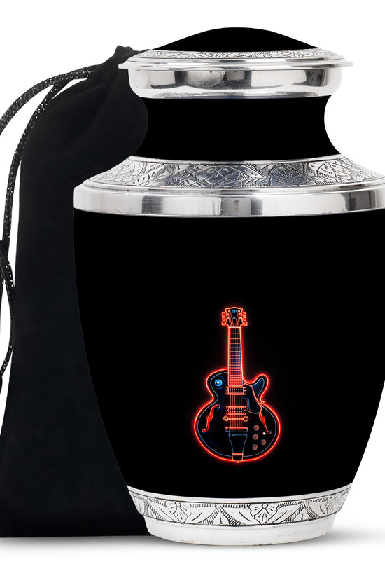 Black Guitar Memorial Urn - Artistic Funeral Urns For Women Ashes